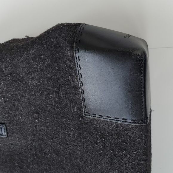 Cole Haan Grey Wool Black Leather and Rabbit Fur Trim Shoulder Bag Purse - Picture 2 of 9